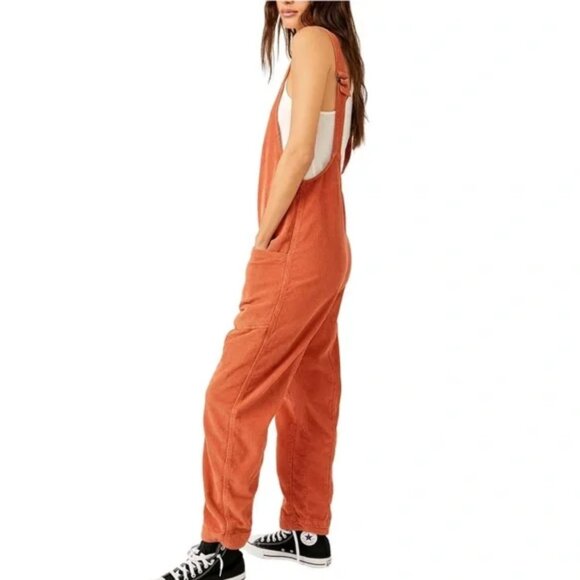 We The Free High Roller Cord Jumpsuit in  Sunburn Cedar / Burnt Orange M NWT - Picture 1 of 11